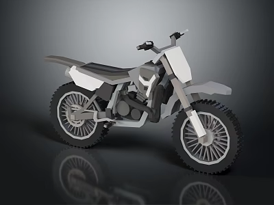Modern White and Gray Off Road Motorcycle With Large Tires and Reflective Surface 3d model