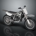 Modern White and Gray Off Road Motorcycle With Large Tires and Reflective Surface