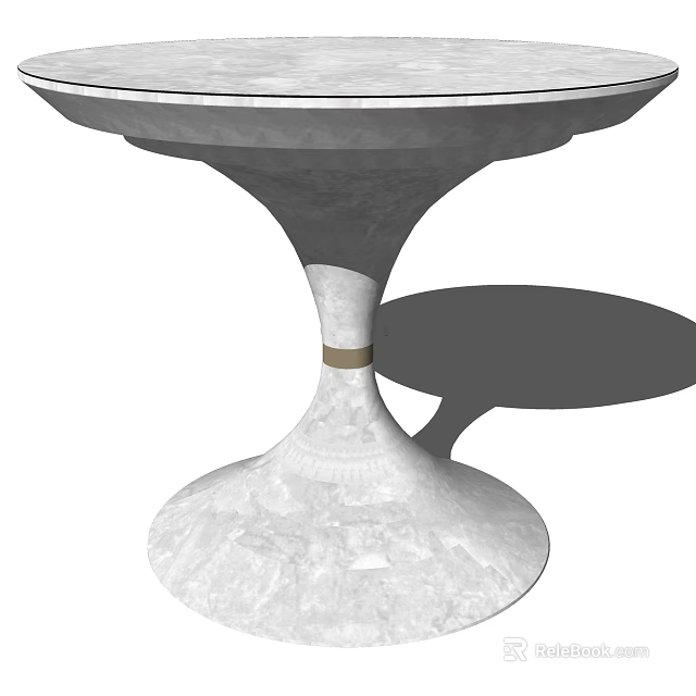 Elegant Marble Desk Design With Pedestal Base And Decorative Details 3d model 
