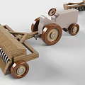 Wooden Electric Toy Tractors with Trailers and Wheels for Kids Play