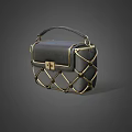 Chic Black Leather Handbag With Gold Mesh Detailing And Adjustable Shoulder Strap