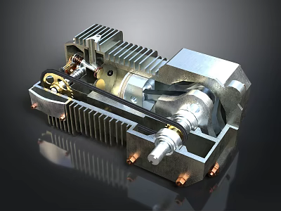 Car Tire Mechanical Structure Featuring Metal Housing Shaft And Heat Sink Fins 3d model