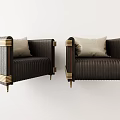 Luxury Modern Leather Armchair With Tufted Back Gold Metal Legs And Beige Cushion