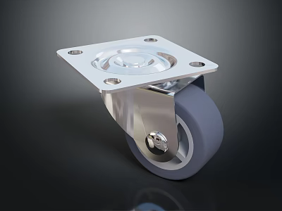 Swivel Caster Wheel Featuring Silver Square Plate And Gray Rubber Tire For Industrial Use 3d model