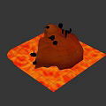 Mystical Lava Cave Environment Featuring Central Rock Platform Spikes And Glowing Magma