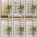 Modern Glass Room Dividers With Textured Patterns And Indoor Plants In Interior Space