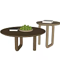 Coffee Table Combination Coffee Table Side Table Corner Table Solid Wood Coffee Table Fruit Ornaments Books 3d model