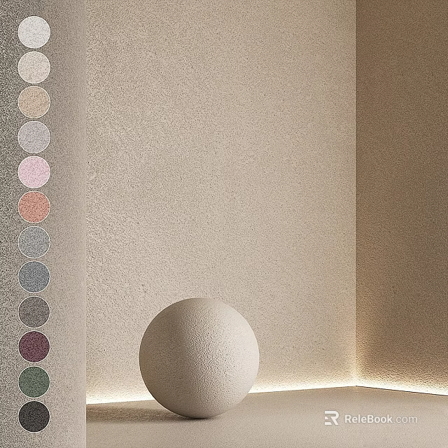 Pastel Color Swatch and Textured Sphere Components With Beige Wall Background 3d model 