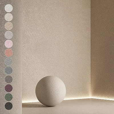 Pastel Color Swatch and Textured Sphere Components With Beige Wall Background 3d model