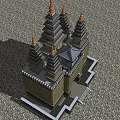 Ancient Architecture Traditional Pagoda With Multi Tiered Spires And Stone Base