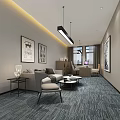 Modern Office Interior Design With Sofa Coffee Tables Desk Chairs And Artwork 3d model