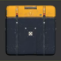 Yellow And Dark Blue Industrial Equipment Case With Handle And Warning Stripes