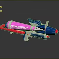 Colorful Toy Weapon Featuring Shark Logo Pink Blue Red Rocket Launcher Design For Kids Play