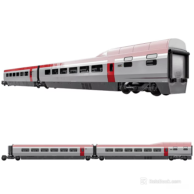 Modern Silver Red Passenger Train With Multiple Carriages And Streamlined Design 3d model 