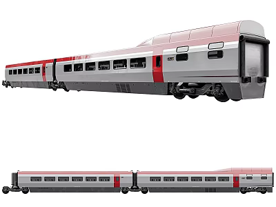 Modern Silver Red Passenger Train With Multiple Carriages And Streamlined Design 3d model