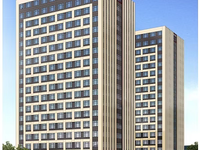 Twin Modern High Rise Office Buildings With Glass Windows And Exterior Design 3d model