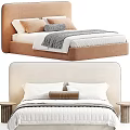 Modern Double Bed Design With Soft Headboard And Comfortable Bedding Pillows Blanket 3d model
