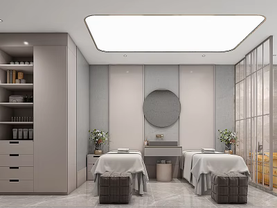 Modern SPA Sauna Interior Design With Massage Beds And Relaxation Area 3d model