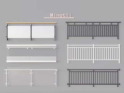 Modern Railings With Wooden Top Metal Frame And Glass Panel Designs For Home 3d model