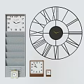 Multiple Modern Clocks Featuring Large Circular Wall Design And Small Square Table Styles 3d model