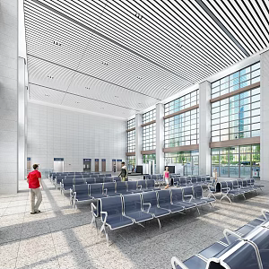 Modern Waiting Hall Railway Station Person Waiting Chair Rest Chair Water Room Water Machine Safety Checking Machine Gate Machine 3d model