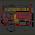 Portable Generator With Red Frame Black Top Yellow Components Wheels And Control Panel 3d model