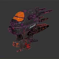 Detailed Sci-Fi Spaceship Model With Black Orange Mechanical Design And Weapon Thrusters 3d model