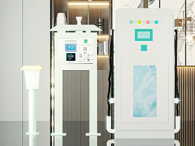 Public EV Charging Station With Digital Screen And Multiple Charging Ports 3d model