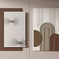 Abstract Decorative Wall Art With Wavy Patterns And Geometric Shapes In Brown Tones 3d model