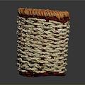 Woven Storage Basket With Cream Red Body And Orange Top Rim Design