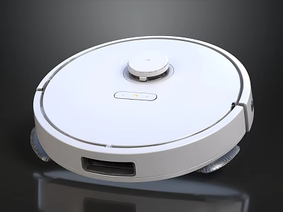 White Round Robot Vacuum Cleaner With Modern Design And Automatic Cleaning Function 3d model