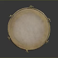 Decorative Musical Drum With Golden Trim White Head And Intricate Painted Artwork