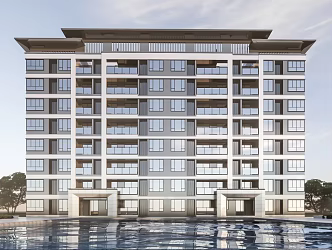 Modern Residential Building Simple Multi-storey Residence 3d model