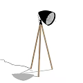 Modern Floor Lamp With Black Lampshade And Wooden Tripod Base