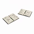 Open Hardcover Notebooks With Detailed Sketch Drawings And Red Bookmark Ribbons
