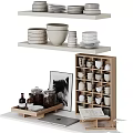 Decorative Ornament Combination With Shelves Bowls Plates Tray Jars And Storage Cabinet