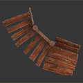 Wooden Staircase Structure With Steps Rung And Small Platform Design 3d model