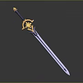 Decorative Sword with White Blade Purple and Gold Hilt and Gold Star Shaped Top Ornament