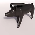Black Pig Shaped Side Table with Unique Animal Design for Living Room Decor