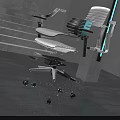 Modern Office Chair Exploded View With Seat Backrest Armrest And Wheels 3d model