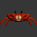 Red Crab 3D Character With Purple Blue Eyes And Yellow Spots