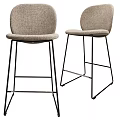 Modern Fabric Upholstered Bar Stools With Black Metal Frame And Sleek Design For Kitchen Bar