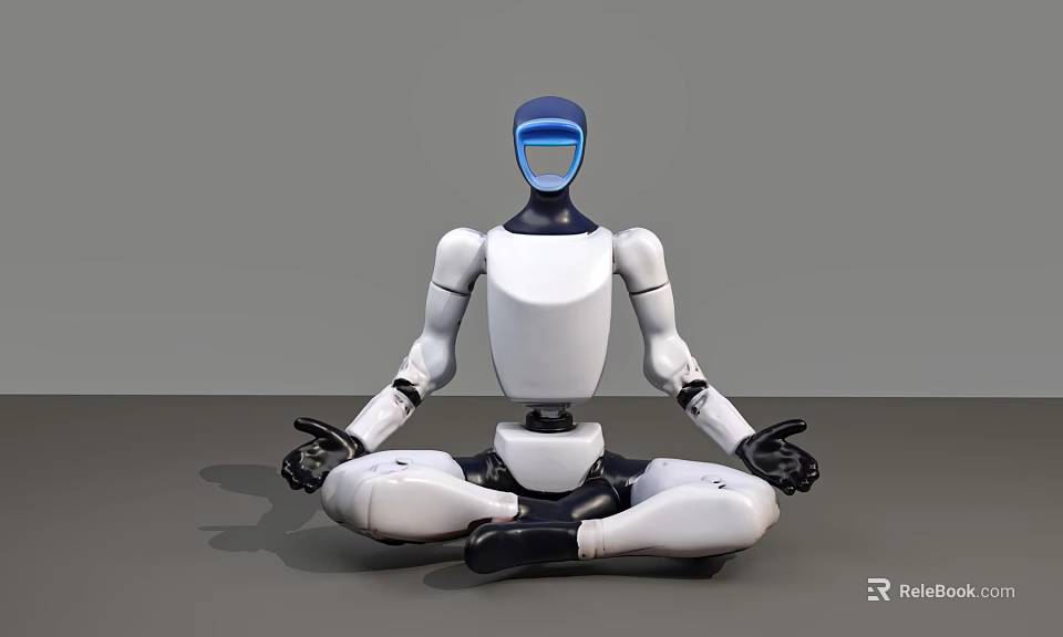 Smart Robot Practicing Yoga In Cross-Legged Sitting With Meditation Pose 3d model 