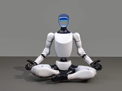 Smart Robot Practicing Yoga In Cross-Legged Sitting With Meditation Pose 3d model
