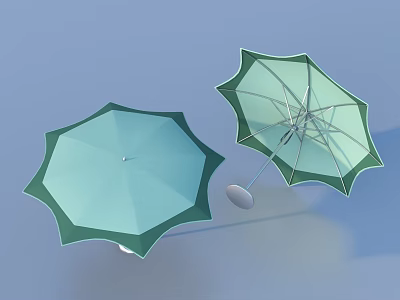 Two Light Green And Dark Green Octagonal Umbrellas For Daily Use 3d model