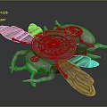 Detailed 3D Mechanical Insect Clock With Intricate Gears And Colorful Textured Wings