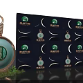 Moon Themed Pendant Ornaments Display With Green Logo And Stand Design