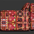 Pink Sectional Sofa With Vibrant Colorful Patterns And Bohemian Design Details