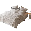 Cozy Kids Bed with Soft Quilt Pillows and Side Table Lamp