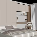 Cozy Modern Tatami Bedroom With Built In White Cabinets Wooden Desk And Curtains